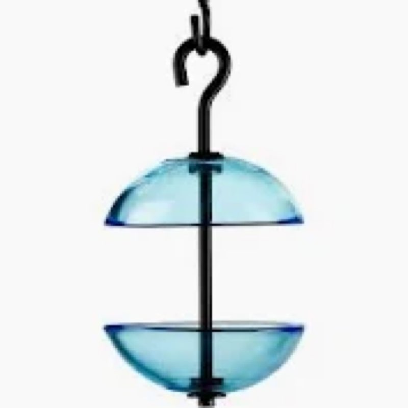 Double Hanging Poppy Bird Feeder | Elegant Hanging Bird Feeder | Garden Decor & Yard Accent | Unique Outdoor Gift for Her ( Color Inside 09 aqua)