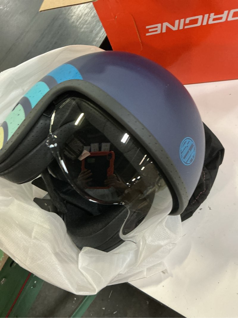 Condition photo showing New/Like New for origine open face motorcycle helmet scooter helmet 3/4 helmet with visor dot approved heritage blue medium