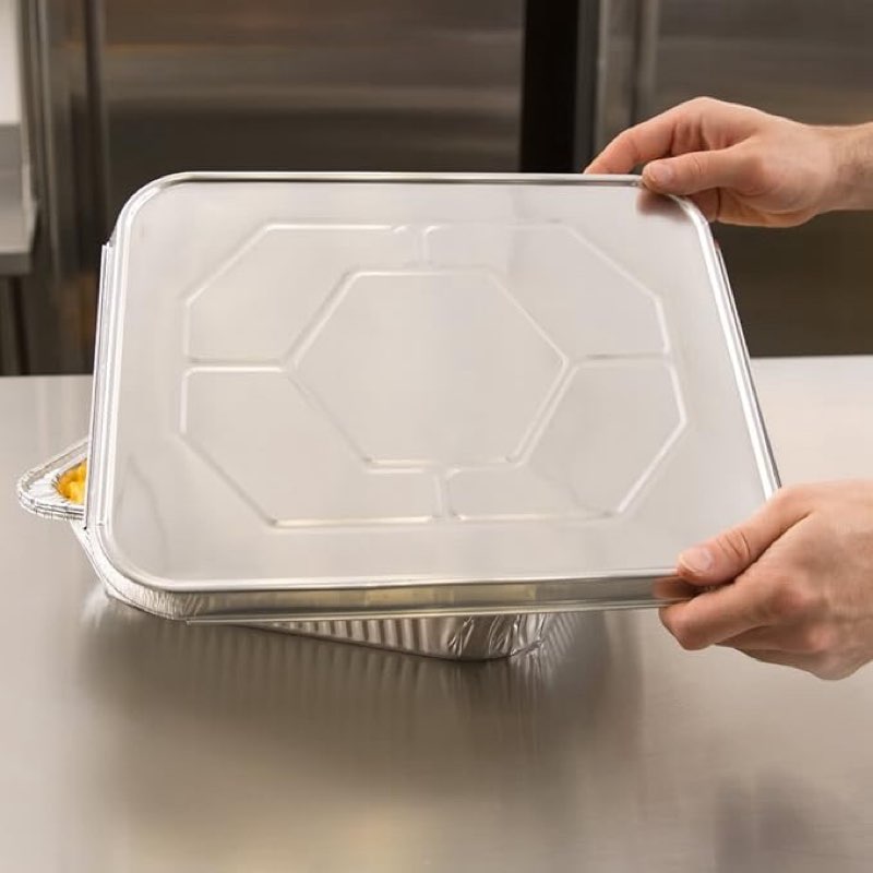  5 pcs Steam Table Pan Foil Lid, Fits Half-Size Pan, 12 13/16 x 10 7/16, 100/Carton
