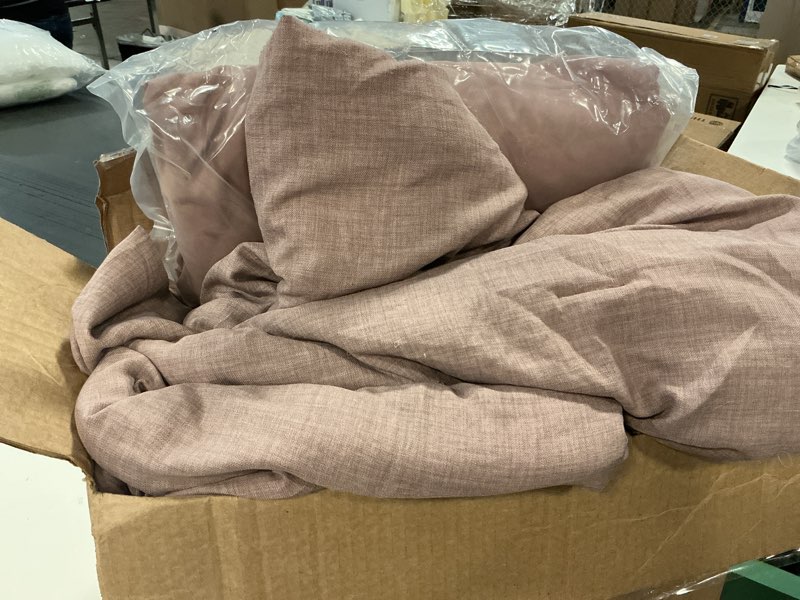 Condition photo showing As Is for Geniospin Queen Comforter Set - 7 Pieces Comforter Queen Size, Soft Solid Bedding Set for All Season, Textured Bed in a Bag with Sheets, Pillowcases & Shams (Misty Rose, 90''x90'') Misty Rose Queen (90"x90")