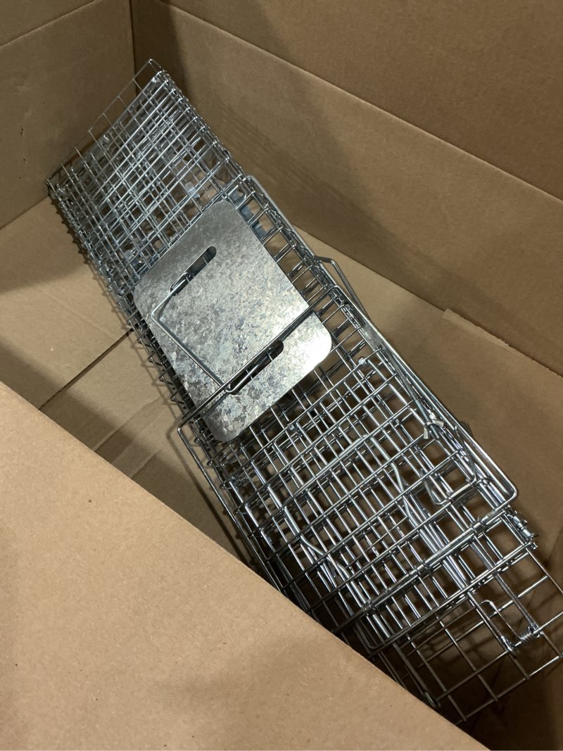 Condition photo showing As Is for havahart 1079sr large 1-door humane catch and release live animal trap cage - live raccoon trap, for bobcats, beavers, dogs, & more
