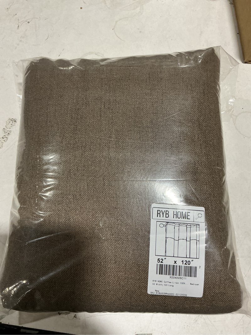 RYB HOME Coffee Linen 100% Blackout Curtains for Bedroom 52 Width 120 inch Long, Thich Luxury Extra 