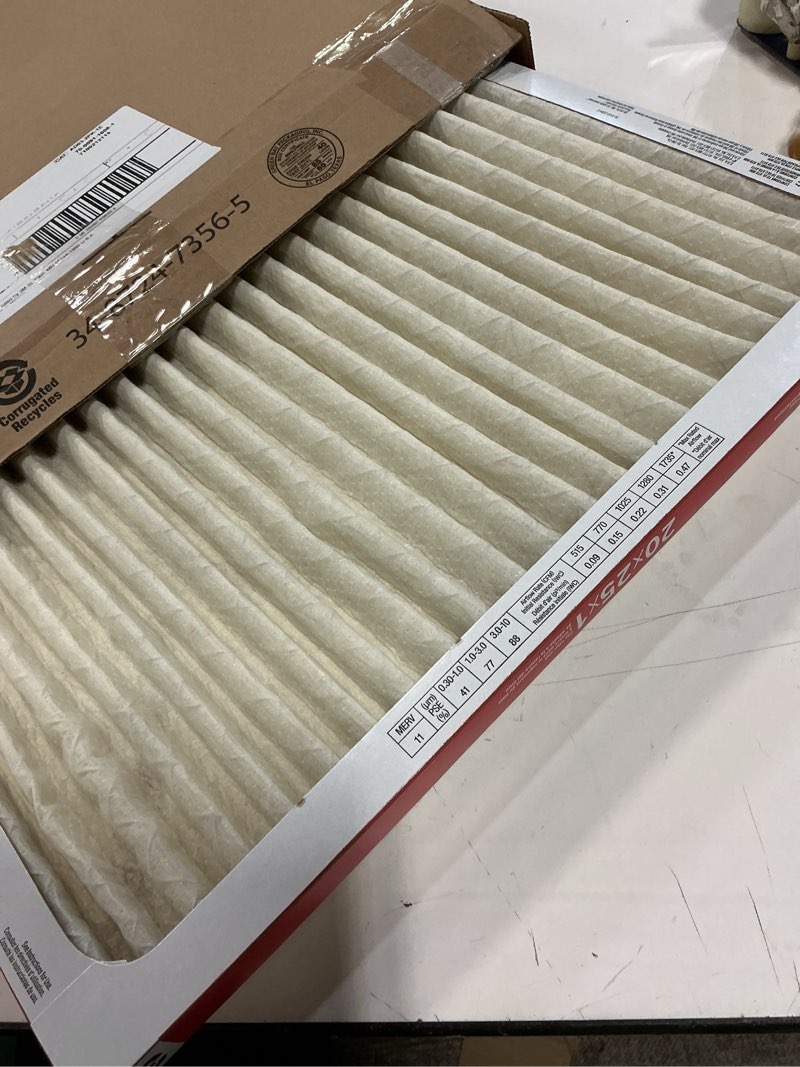 Condition photo showing item condition for (only 1)filtrete 20x25x1 ac furnace air filter, merv 11, mpr 1000, micro allergen defense, 3-month pleated 1-inch electrostatic air cleaning filter, 2 pack (actual size 19.688 x 24.688 x 0.84 in)