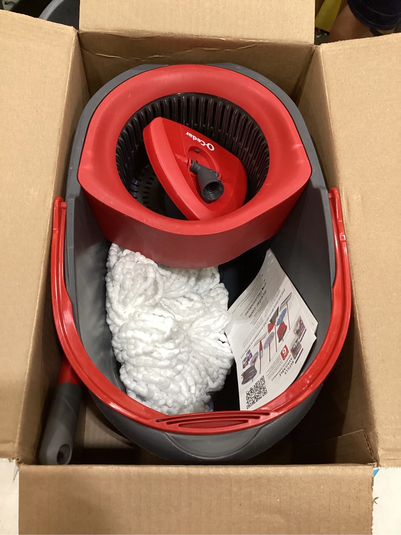 Condition photo showing Good Condition for simpli-magic 360° spin mop and bucket with wringer – 3 high-absorbent microfiber washable heads – spinning mop and bucket set for all types floor cleaning (black)