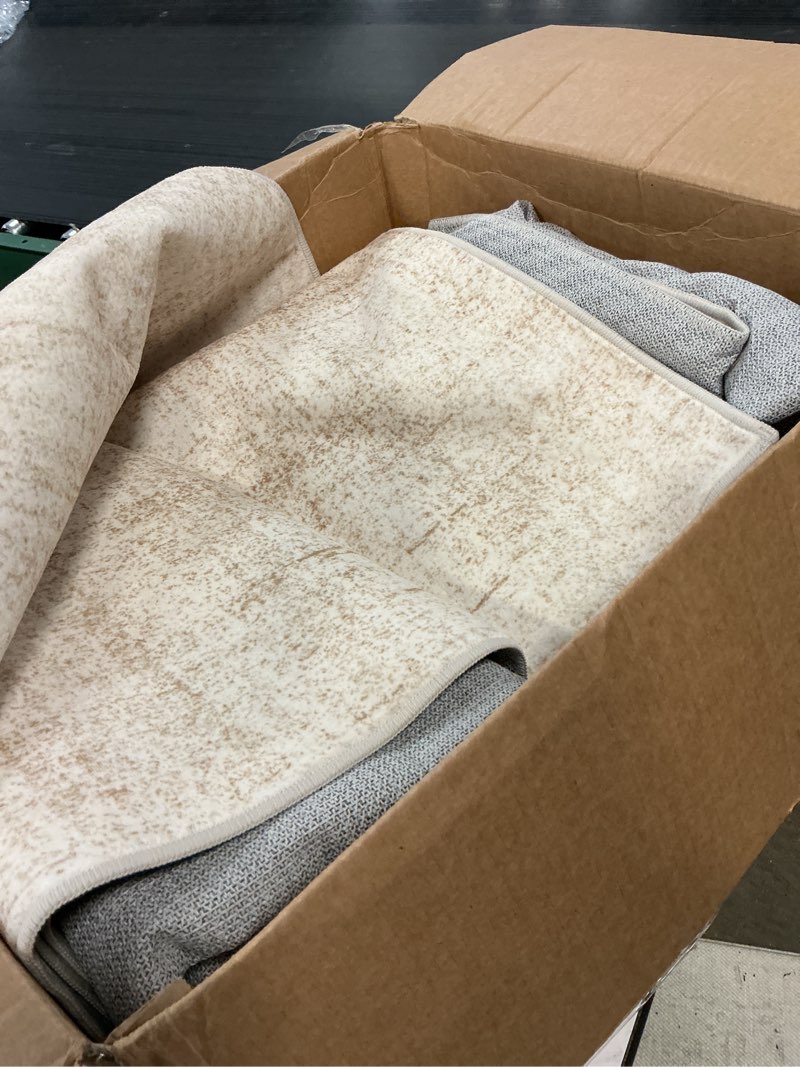 Condition photo showing As Is for 8x10 area rugs for living room,modern abstract non-slip backing washable rugs,soft thin large area rug?stain resistant carpets for bedroom dining room home decor beige 8' x 10' (rectangular)