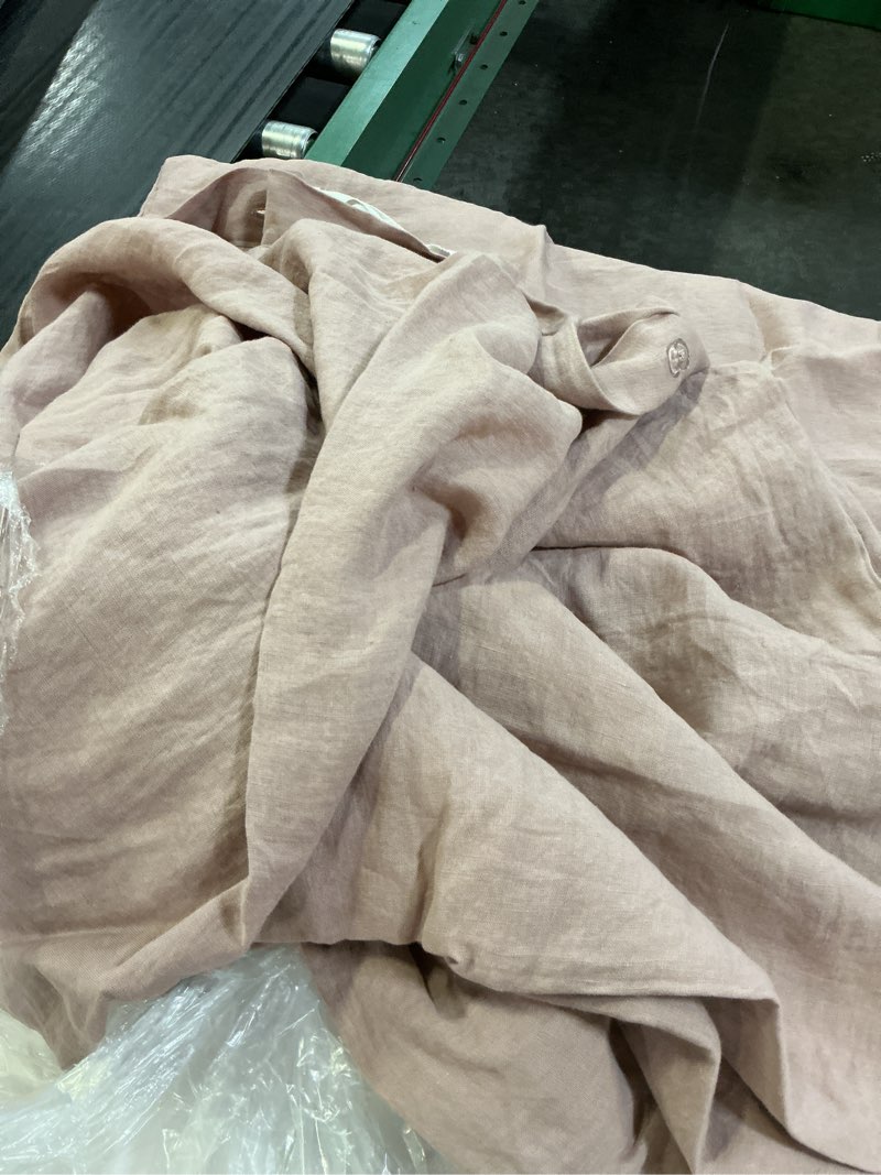 Condition photo showing Good Condition for european linen duvet cover set, dusty mauve full/queen  king