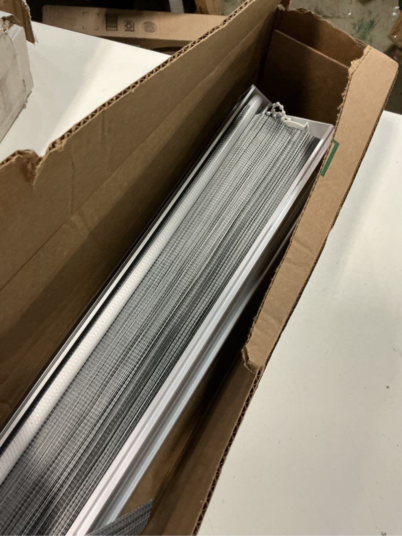 Condition photo showing As Is for similar cordless zebra blinds for indoor windows free-stop zebra shades dual layer light filtering sheer shades roller window blinds for home (28\" w x 72\" h, grey) 28\"w x 72\"h cordless grey