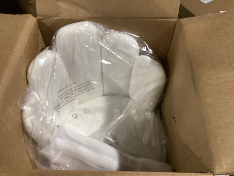 Condition photo showing New/Like New for Vanity Chair for Makeup Room - Midcentury Modern Accent Chair for Living Room Bedroom, Velvet Chair with Back Support and Metal Legs (White)