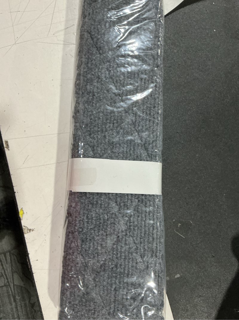 Condition photo showing Good Condition for stair treads with landing rug for wooden steps indoor, peel and stick stair treads matching-mat 20"x32" stair landing slip resistant polyester stair rugs non slip for seniors and dogs,grey blue 1'8" x 2'8" grey blue landing mat 1
