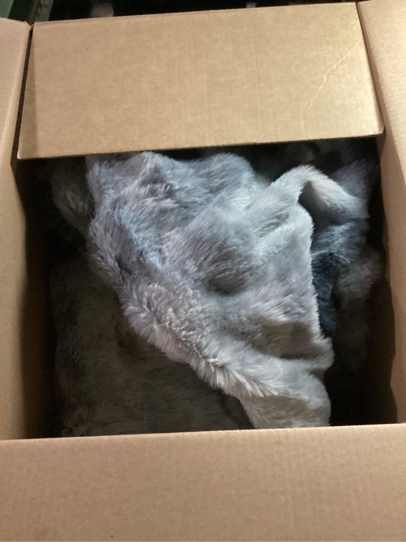 Condition photo showing As Is for Electric Blanket, Soft Faux Rabbit Fur Bubble Heated Blanket with Dual Control 6 Heating Levels & 10 Hours Auto-Off, Machine Washable, Fast Heating (Black Gray, 84"X90") Black Gray 84"X90"