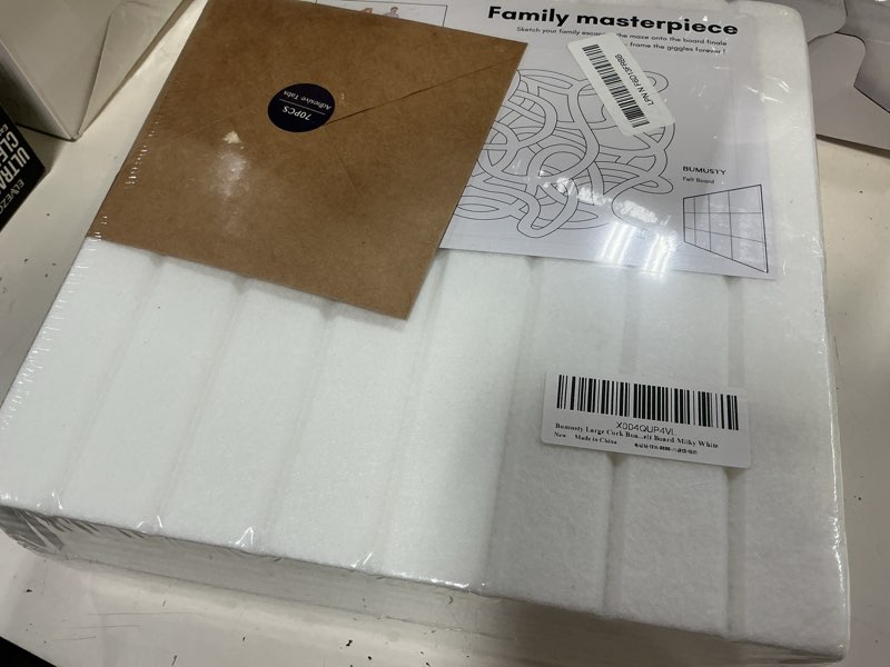 Condition photo showing New/Like New for bumusty large cork board alternative-48 x 36" felt bulletin board tiles, with 30 pushpins, 70 adhesive tabs, fine-stripe 12-pack, cork boards for office push pin board felt board-milky white milky white fine-stripe 12-pack