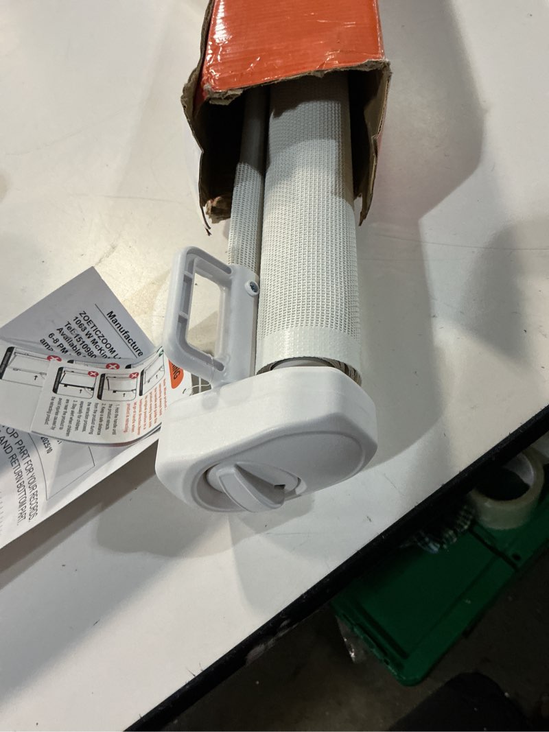 Condition photo showing Good Condition for 42 inch extra tall retractable baby gates with reinforced strips 55 inch wide outdoor retractable dog gate no sag extra tall baby gate for doorway anti-scratch mesh gates for kids or pets, white white 42" tall x 55" wide? with reinforced bar ?