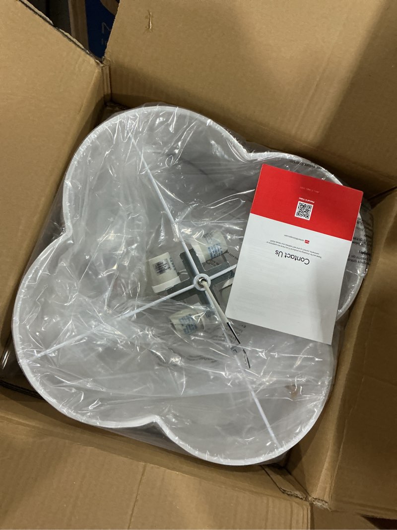 Condition photo showing Good Condition for vonluce semi-flush mount ceiling light, 15.8" modern 4-light ceiling light fixture with white clover-shaped shade 4 e26 sockets for bedroom entryway living room, nickel finish, etl certificated nickel 15.8"