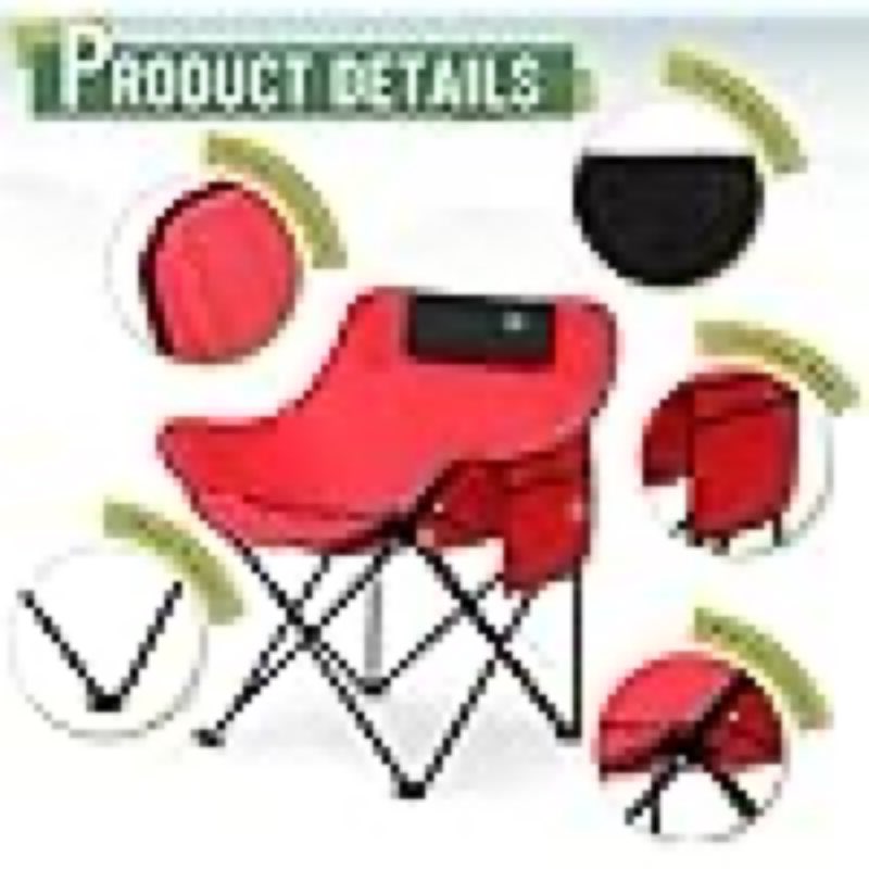 2 pack compact camping chairs portable folding for outside with carry bag lightweight moon chairs for travel picnic hiking beach fishing, (green, red)))