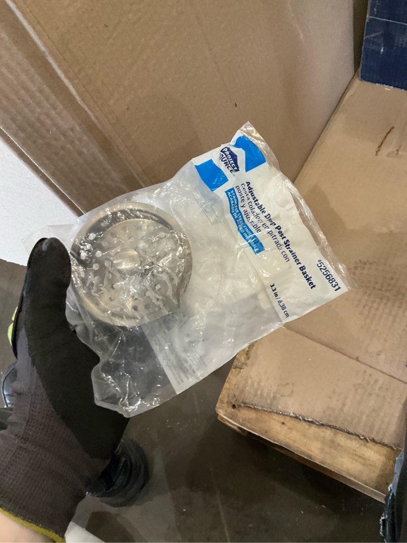 Condition photo showing As Is for project source 3.3-in stainless steel rust resistant strainer basket