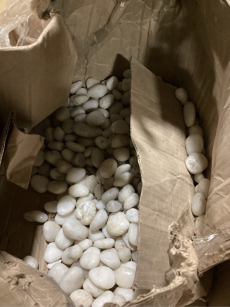 Condition photo showing Good Condition for fantian 40 lbs white river rocks for landscaping, 1-2 inch polished pebbles for indoor plants, decorative white stones for plants, vase, aquarium, fish tank and garden 1-2 inch 40 pounds