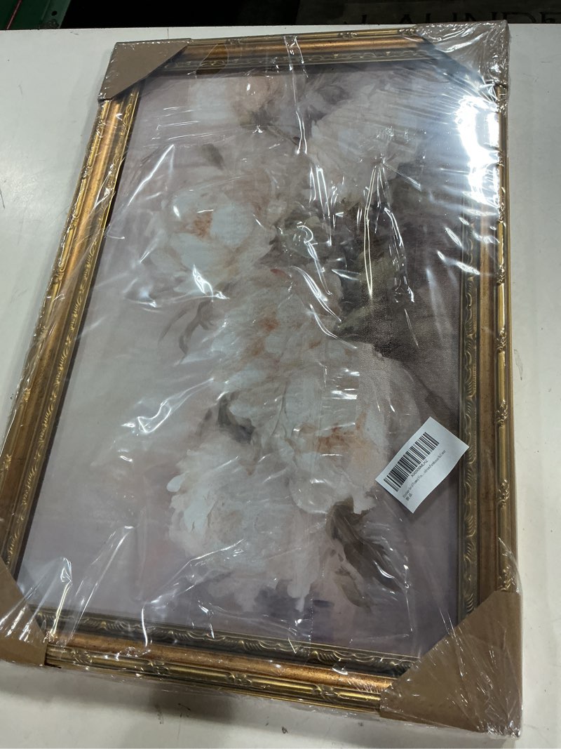 Condition photo showing New/Like New for vintage gold framed vintage flower wall art retro white floral wall decor retro peony artwork picture for home living bedroom farmhouse hallway peony 11"l x 9"w