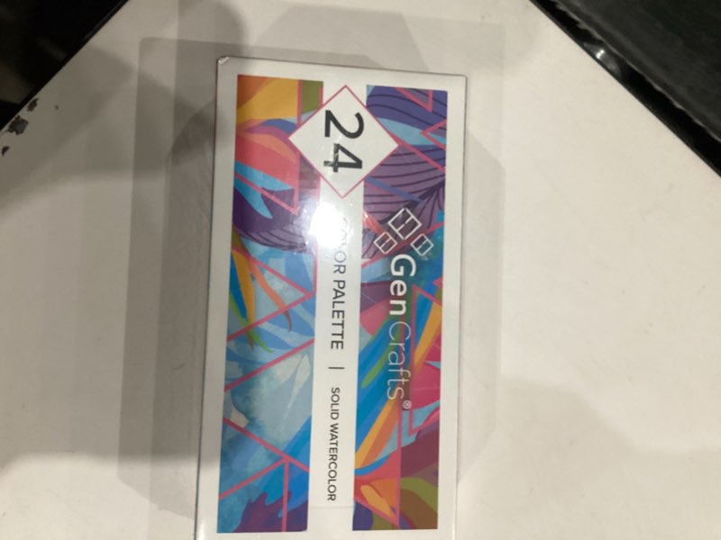 Condition photo showing New/Like New for GenCrafts Watercolor Palette with Paper Pad 24 Premium Colors - 2 Refilable Water Brush Pens - 15 Sheets of Water Color Paper - Portable Painting 24 Classic Colors