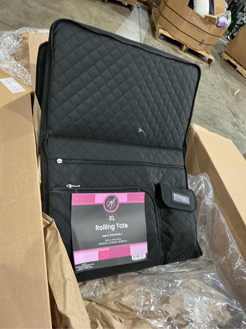Condition photo showing Good Condition for everything mary xl flat-top rolling sewing machine case – black quilted craft bag with wheels – portable storage organizer for sewing, scrapbooking & craft supplies
