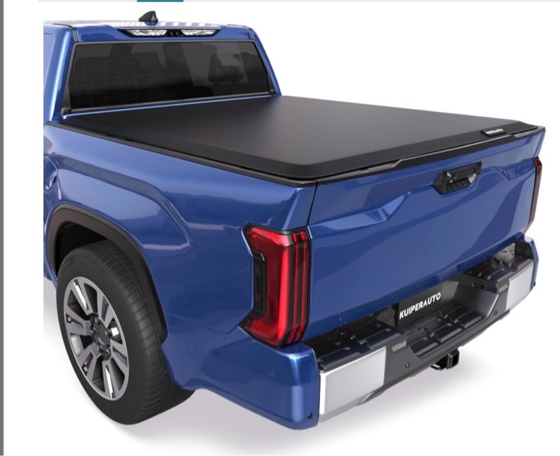 KUIPERAUTO 5 FT Roll-Up Soft Vinyl Truck Bed Tonneau Cover Fleetside w/Led Lamp Compatible for 2005-