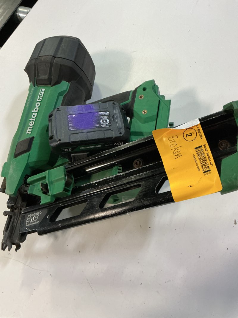 Condition photo showing As Is for metabo hpt 18v multivolt cordless 30° paper tape framing nailer kit, 3-1/2" framing nailer, power tool with 4.0ah lithium ion battery, drives 2" to 3-1/2" nails, powerful brushless motor, nr1890dca nr1890dca - lighter, smaller, & more powerful