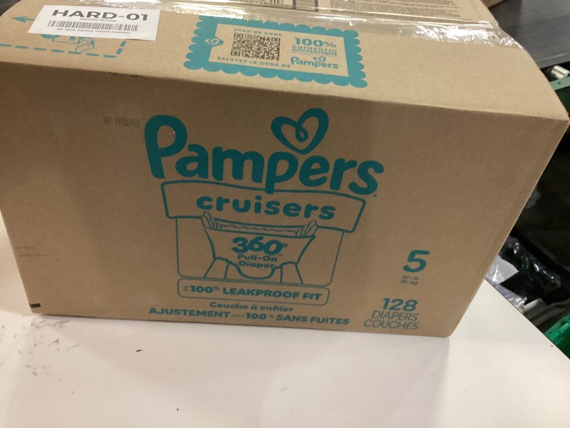 Condition photo showing New/Like New for pampers diapers - cruisers 360 - size 5, 128 count, babyproof up to 100% leakproof pull-on diaper size 5 128