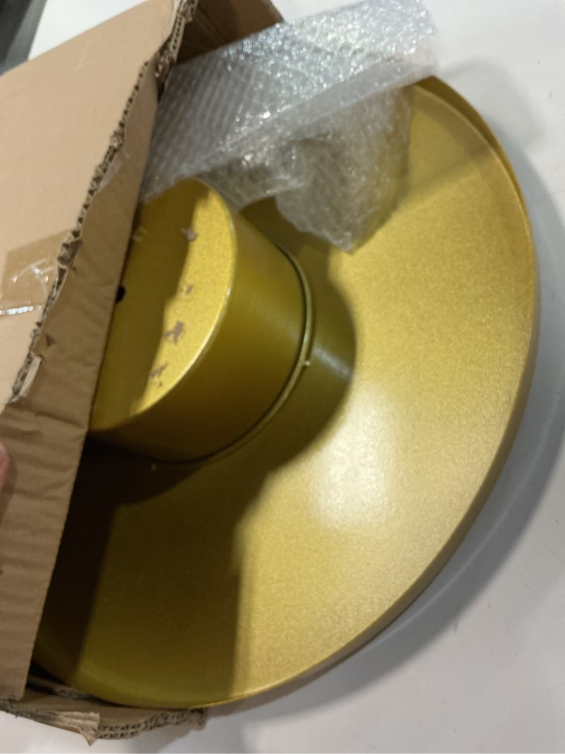 Condition photo showing As Is for wenqik 16 inch metal gold cake stand with cake knife and spatula, round dessert table display stand metal dessert tray serving platter for party, wedding, birthday, baby shower, anniversary