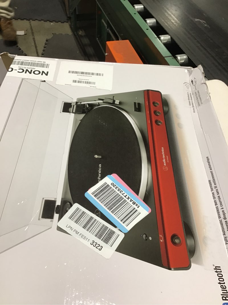 Condition photo showing New/Like New for Audio-Technica AT-LP60XBT-RD Fully Automatic Belt-Drive Stereo Turntable, Red/Black, Bluetooth, Hi-Fi, 2 Speed Red Standalone Turntable