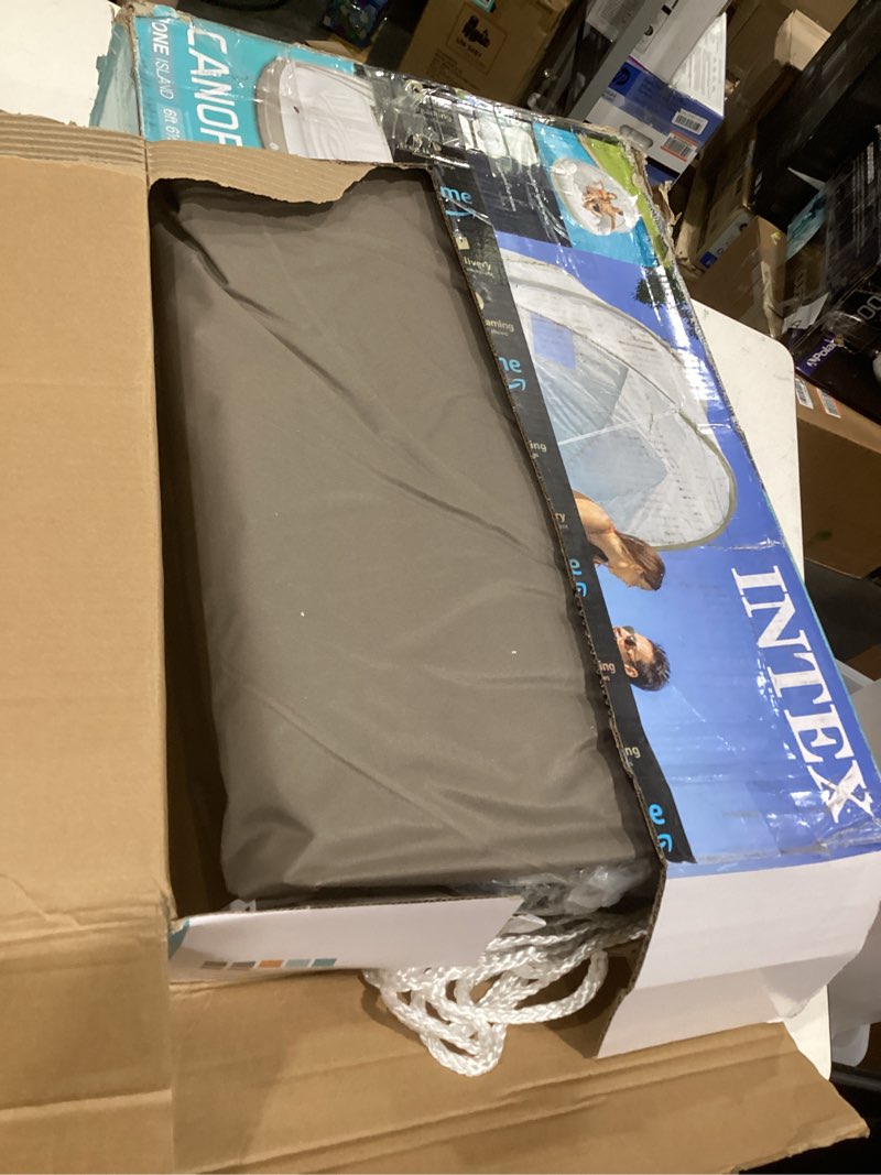 Condition photo showing Good Condition for intex 58292ep canopy island inflatable pool float: comfortable lounge surface – built-in cup holders – detachable sunshade – 440lb max weight capacity – 78.5" x 59" 1