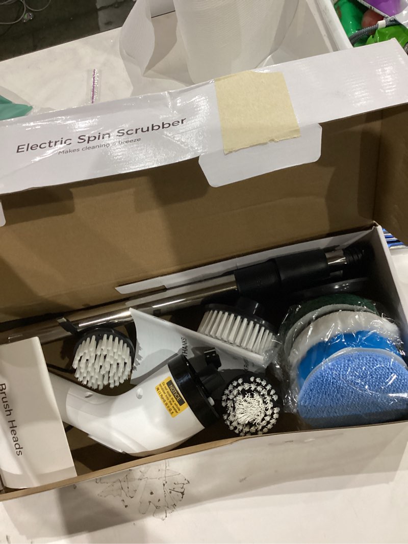 Condition photo showing Good Condition for Electric Spin Scrubber - Cordless Bathroom Scrubber with 7 Brush Heads - Dual Speed IPX7 Waterproof Power Scrubber for Heavy-Duty Bathtub, Glass, Tile, and Car Cleaning (White)