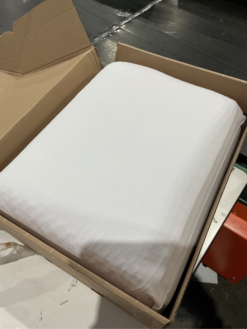 Condition photo showing As Is for purple dreamlayer pillow - standard size, multi-layered gelflex grid & microair foam for support & pressure relief - customizable height with removable foam booster layers