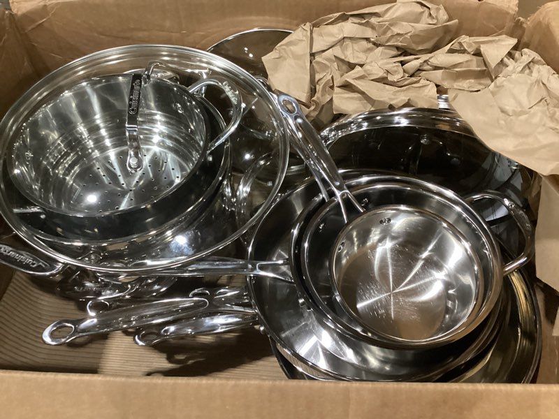 Condition photo showing Good Condition for cuisinart 17-piece stainless steel cookware set, chef's classic steel collection with pure aluminum core for quick and even heat, cool grip handles, dishwasher safe, 77-17n