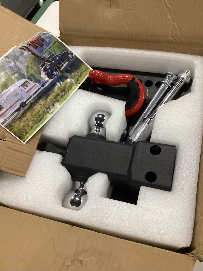 Condition photo showing Good Condition for tyt adjustable tri-ball trailer hitch for 2 inch receiver, 4.5" drop/rise, triple balls (1-7/8", 2", 2-5/16") with shackle, 10,000 lbs gtw, 1,000 lbs tw,pin lock & hitch tightener tri-ball, 4.5" drop/rise, with shackle