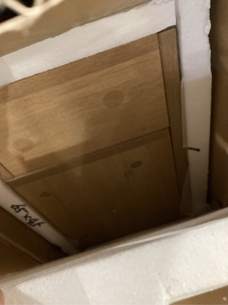 Condition photo showing Good Condition for 16" small bathroom vanity with sink - snaefell oak:small space fit,2 toilet paper holders & storage pocket,adjustable shelve,soft closing door & quiet hinges,floor-standing extra storage snaefell oak 16 inch
