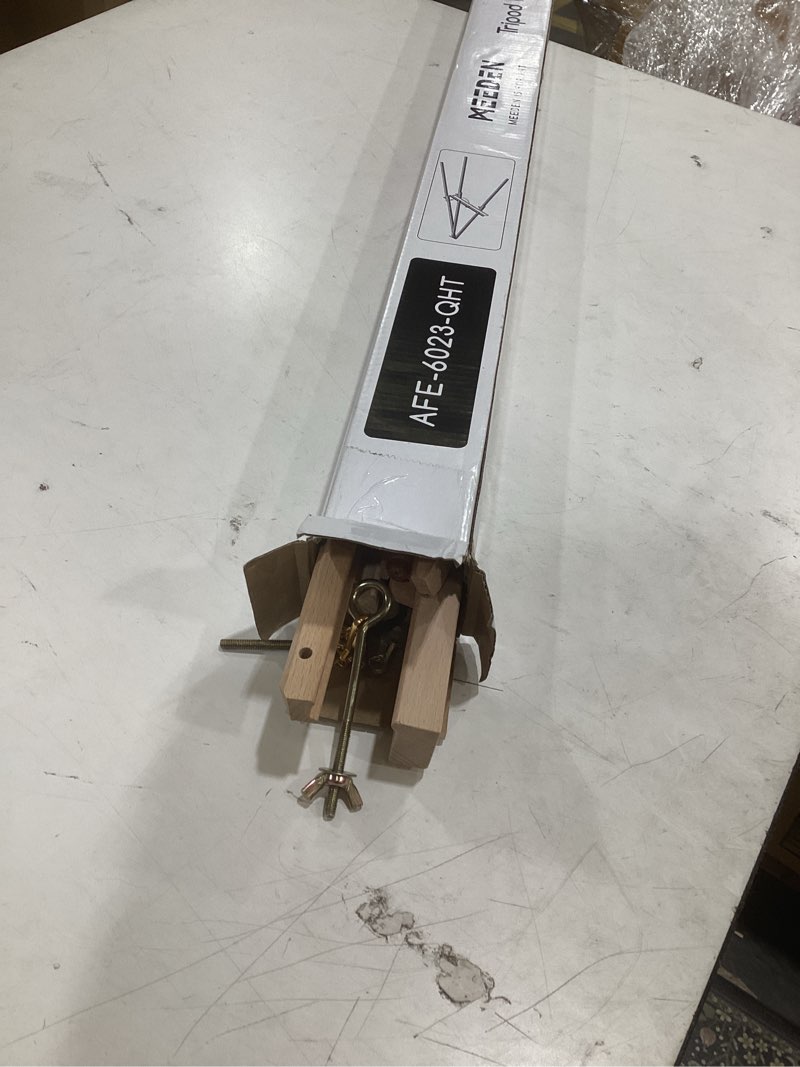 Condition photo showing Good Condition for meeden wood easel stand for display: wooden display tripod stand for posters pictures paintings - wedding decor holder for welcome sign natural color