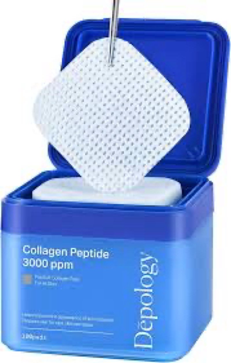 (Exp:07/21/2028) depology Collagen Lifting Toner Pads - Gentle Anti-Aging Facial Pads with Hydrolyzed Collagen, Peptides & Hyaluronic Acid for Firming, Hydration & Elasticity