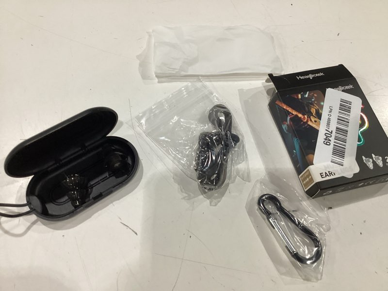 Condition photo showing New/Like New for hearprotek silicone concert ear plugs, 2 pairs reusable high fidelity earplugs for concerts, festivals, motorcycling, black clear black