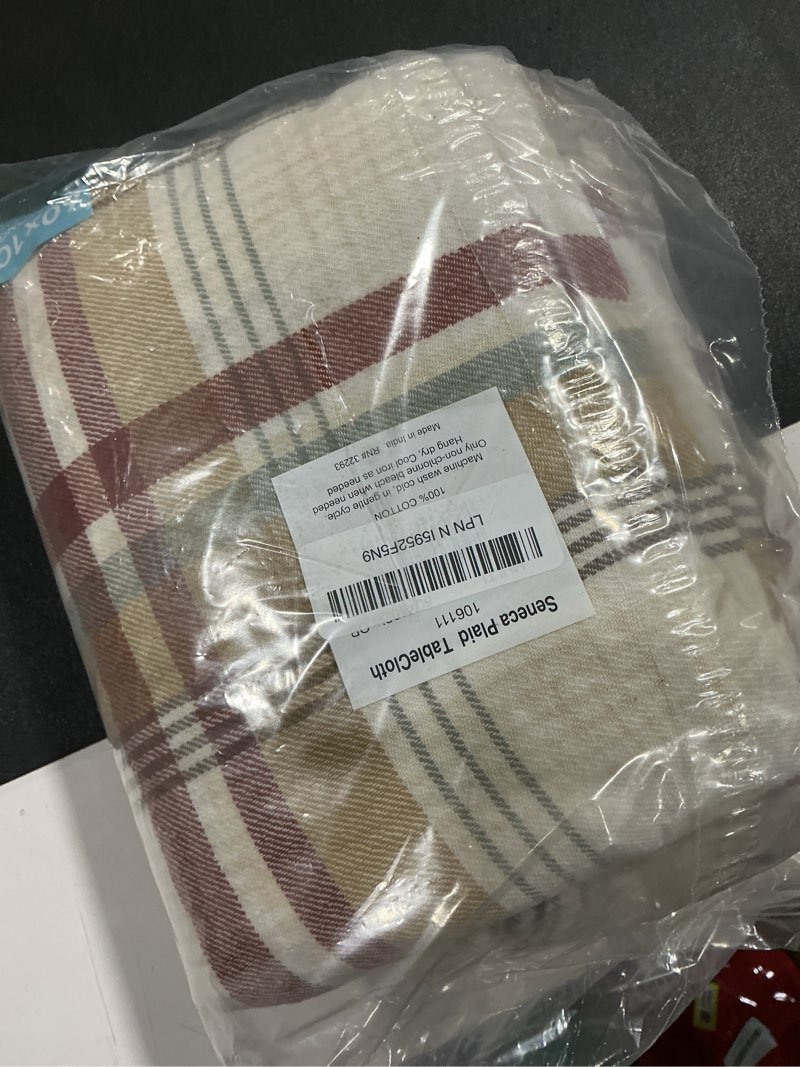 Condition photo showing Good Condition for Elrene Home Fashions Seneca Plaid Fall/Harvest/Thanksgiving Cotton Rectangle Tablecloth, 60"x102"