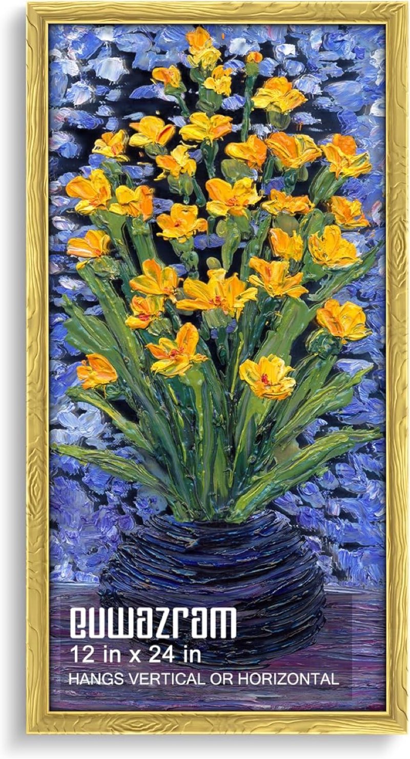euwazram 12x24 ornate vintage gold picture frame - single frame, 12 x 24 classic poster frame for ar