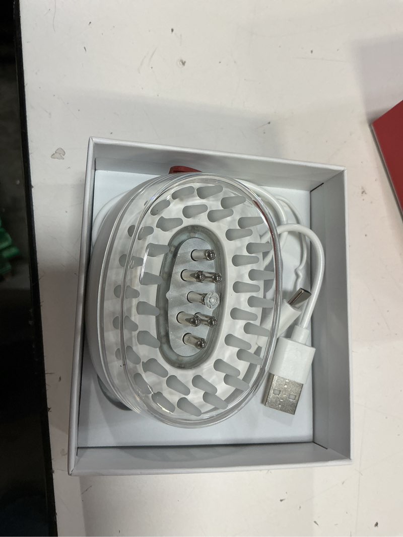Condition photo showing Good Condition for 7-1 red light hair brush comb | vibrating electric red light scalp massager + oil applicator for fuller-looking hair care | scalp massage for head spa | portable, cordless & waterproof