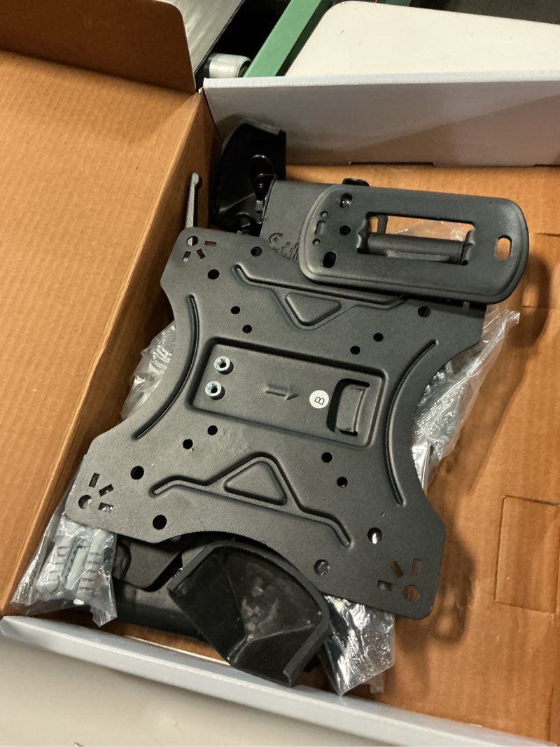 Condition photo showing As Is for onn spring assisted full motion mount for 24" to 65" tvs, etl listed, holds upto 66 lbs