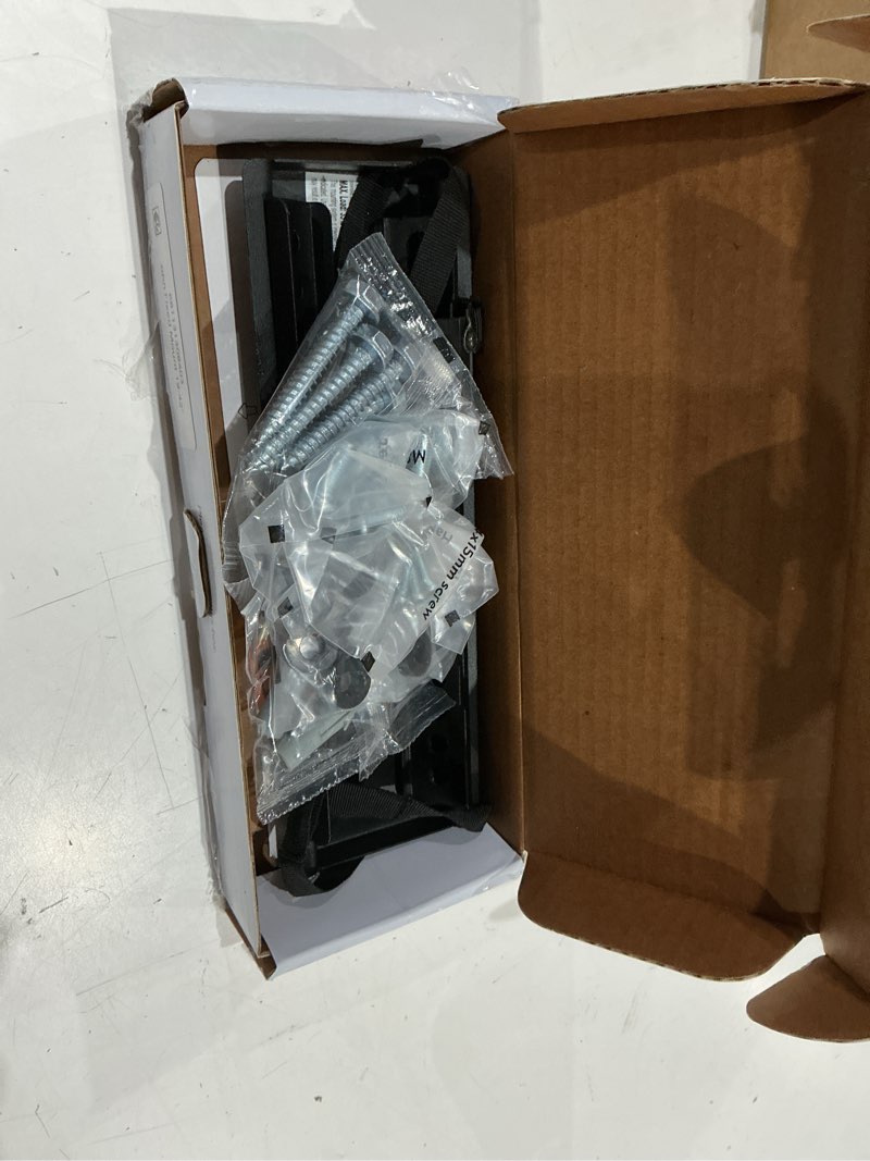 Condition photo showing As Is for onn fixed wall mount for 19" to 42" tvs, ul listed, holds up to 35 lbs, black