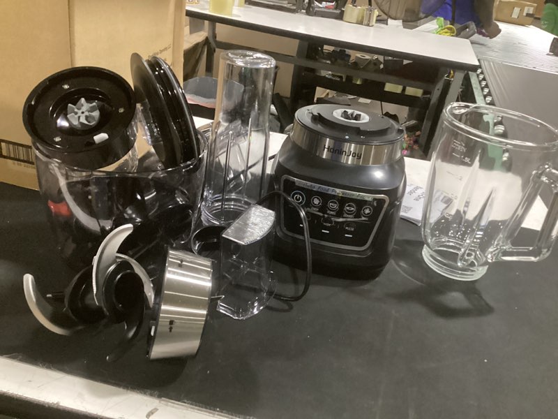 Condition photo showing Good Condition for all-in-one blender & food processor, 10-in-1 professional blender for smoothies, ice crushing, dough making, chopping, grinding, slicing & shredding, dishwasher safe for kitchen & home use