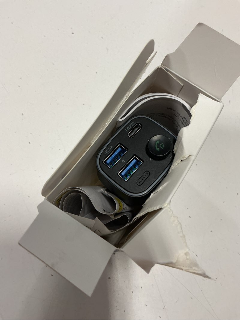 Condition photo showing Good Condition for syncwire bluetooth 5.4 fm transmitter car adapter 48w (pd 36w & 12w) [light switch] [hifi bass sound] [fast charging] wireless radio music adapter led display hands-free calling support usb drive black 48w