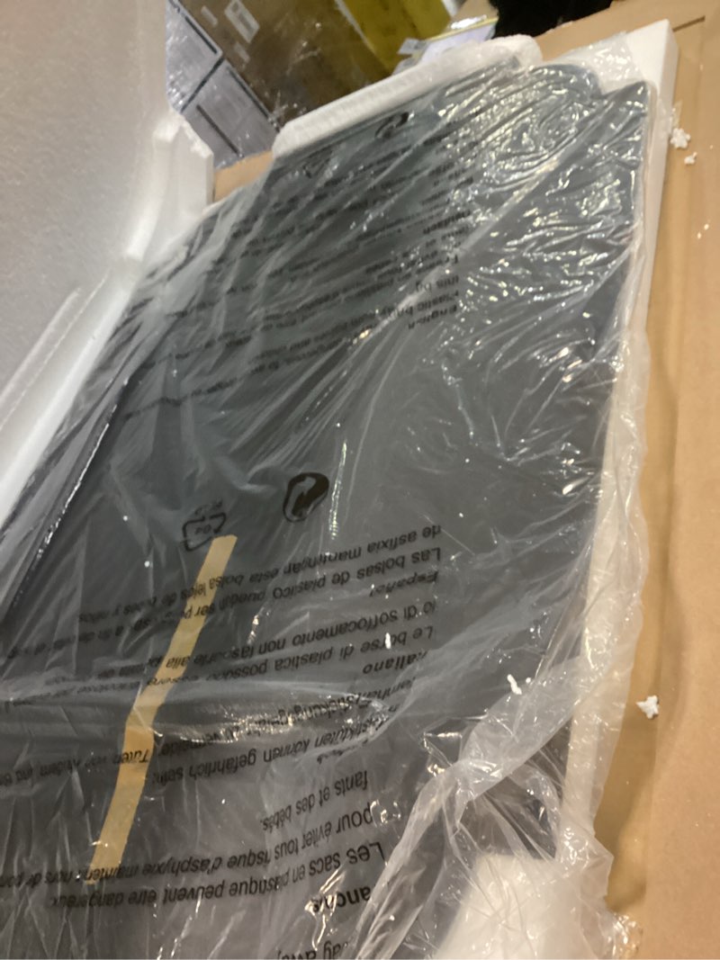 Condition photo showing Good Condition for Chende 36''x24'' Bathroom Mirror with Beveled Glass, Elegant Decorative Mirror for Wall Decor, Modern Accent Mirror with Scalloped Frame for Living Room, Dining Room, Entryway, Fireplace, Bedroom 36"L x 24"W