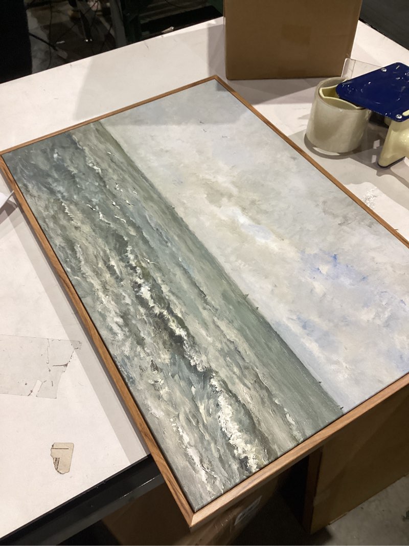 Condition photo showing Good Condition for Yihui Arts Large Living Room Wall Arts Hand Painted Modern Abstract Seascape Canvas Oil Painting Ocean Beach Coastal Picture Artwork for Home Decor