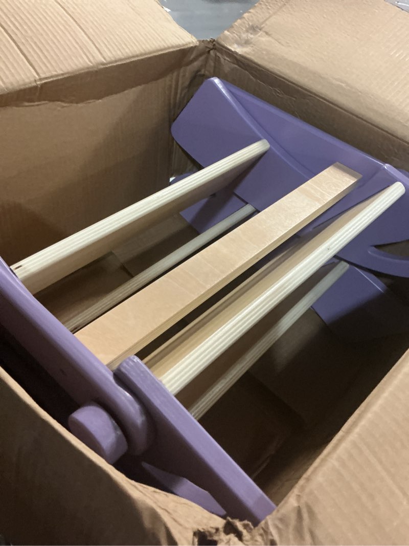 Condition photo showing As Is for Reeple Wooden Step Stool, 300 lb. Load Capacity, with Safety Non-Slip Pads and Handles, Bamboo Step 