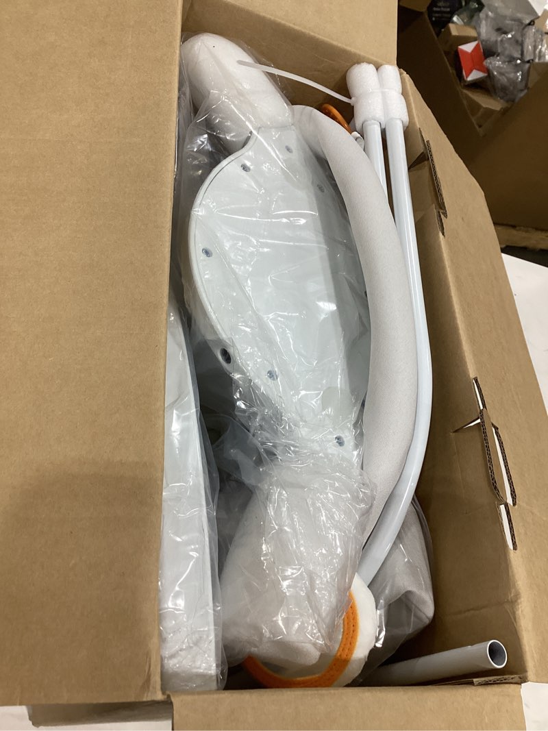 Condition photo showing New/Like New for baby swings, infant swing with remote control, 5 speed adjustable, machine washable seat pad, 5 point harness, bluetooth connection, electric baby swing for indoor use (gray) gray baby swing