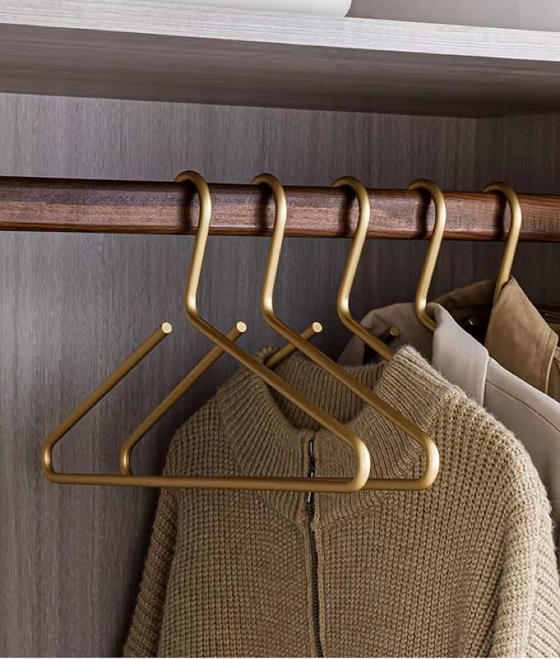 premium matte gold aluminum coat hangers 10 piece set, 16.5” extra smooth & durable metal shirt dress hanger,aluminum alloy hanger,clothing support,clothing hang