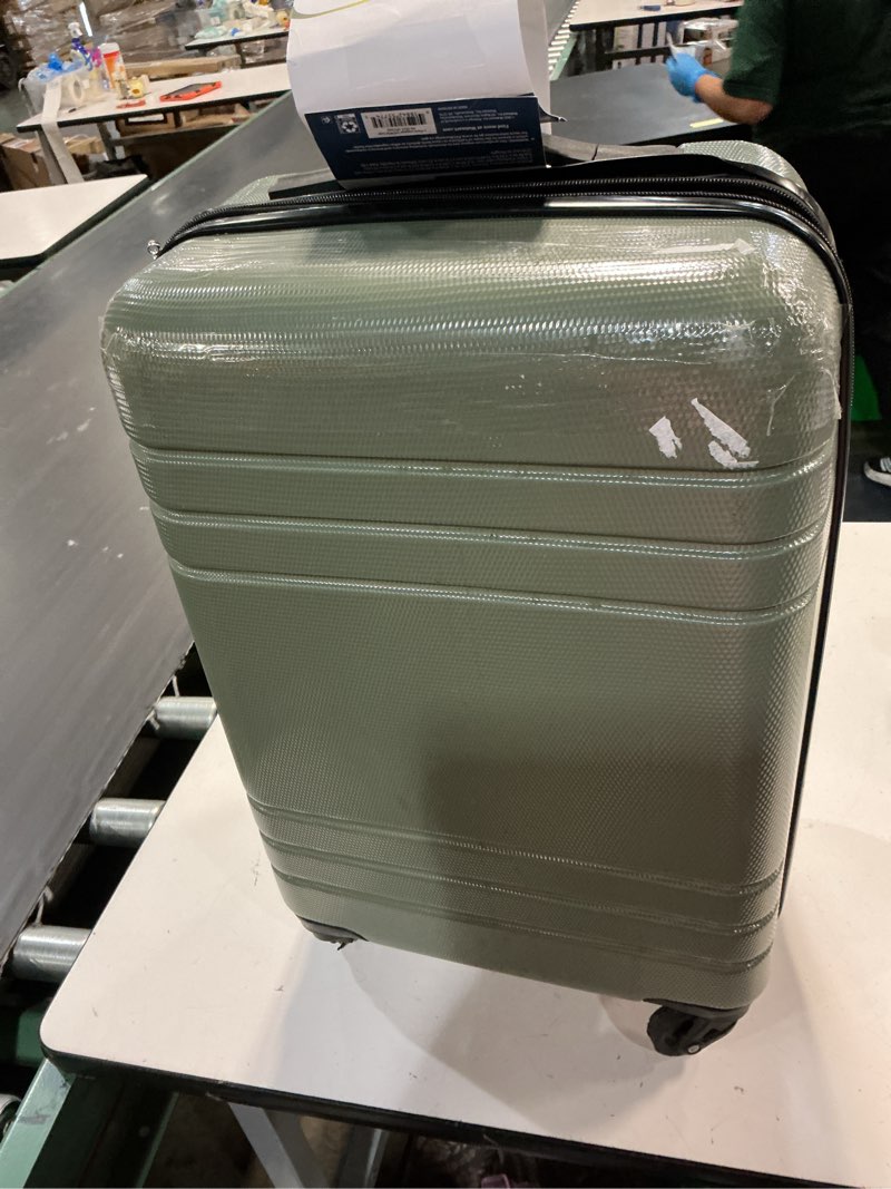 Condition photo showing As Is for protege 3-piece hardside abs luggage set with 20-inch carry-on and medium packing cubes, sage